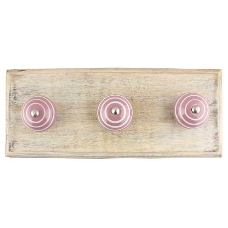 Lavender Striped Ceramic Wooden Hooks Online